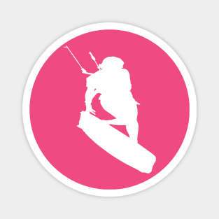 Kitesurfers Freestyle Kite Female Rider White Silhouette Magnet